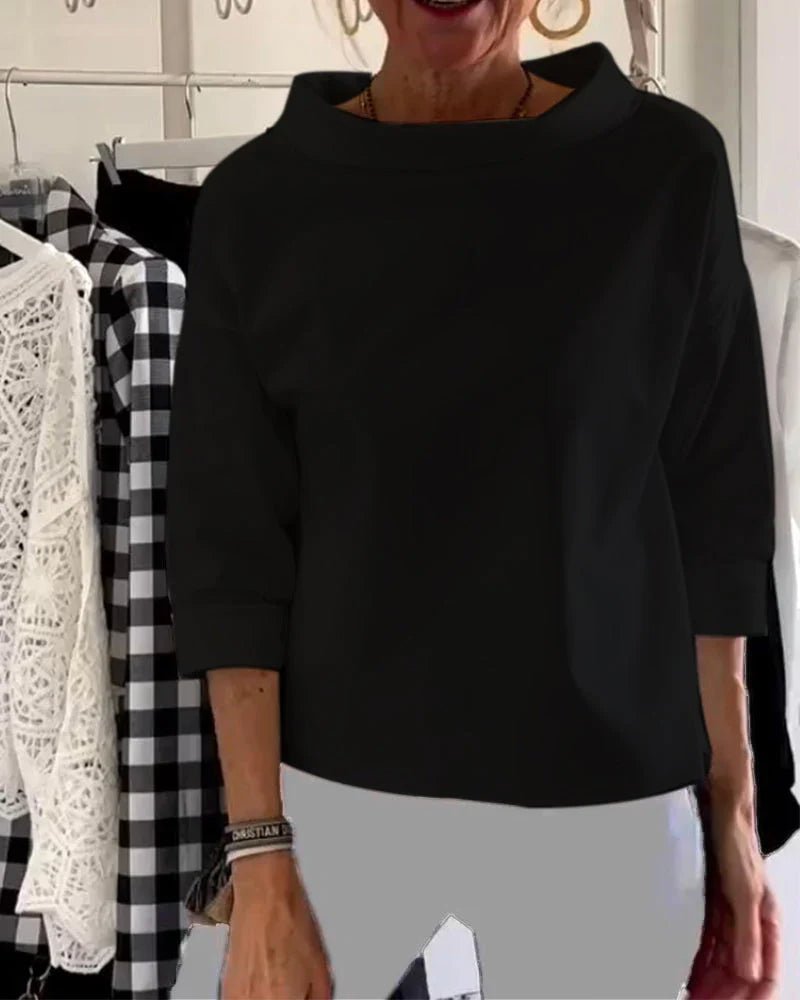 Women’s Relaxed Fit Cowl Neck Top with 3/4 Sleeves 2