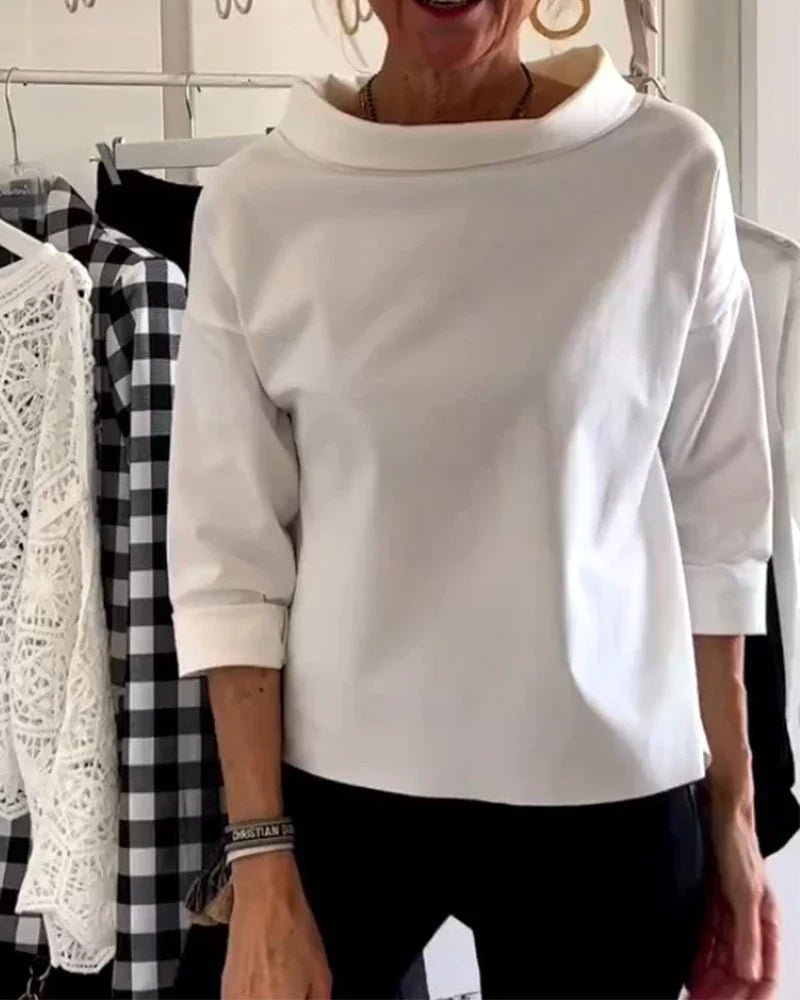 Women’s Relaxed Fit Cowl Neck Top with 3/4 Sleeves 3