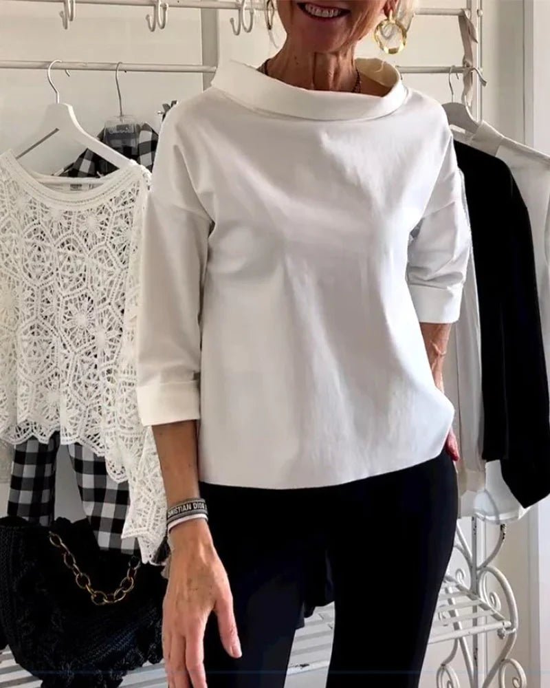 Women’s Relaxed Fit Cowl Neck Top with 3/4 Sleeves 4