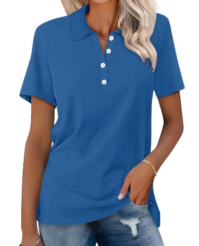 Women’s Relaxed Fit Polo Shirt Breathable Pique Cotton 11