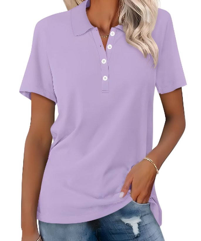 Women’s Relaxed Fit Polo Shirt Breathable Pique Cotton 12