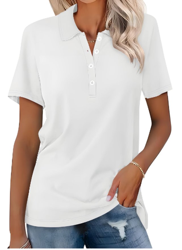 Women’s Relaxed Fit Polo Shirt Breathable Pique Cotton 13