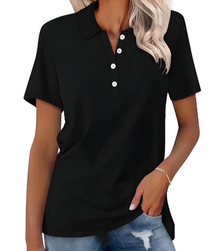 Women’s Relaxed Fit Polo Shirt Breathable Pique Cotton 14