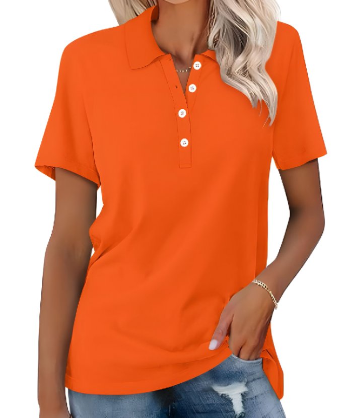 Women’s Relaxed Fit Polo Shirt Breathable Pique Cotton 4