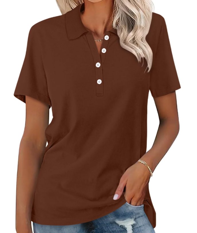 Women’s Relaxed Fit Polo Shirt Breathable Pique Cotton 5