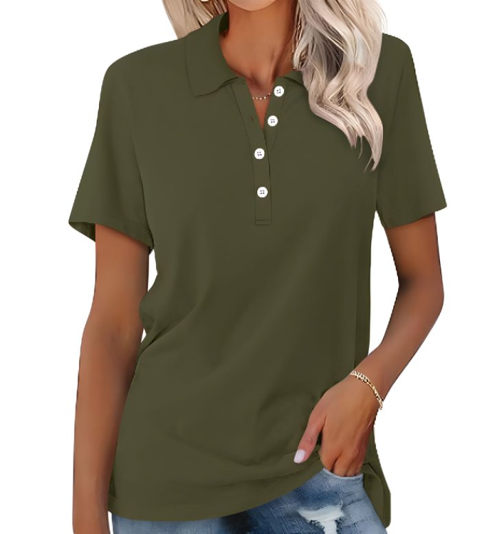 Women’s Relaxed Fit Polo Shirt Breathable Pique Cotton 6