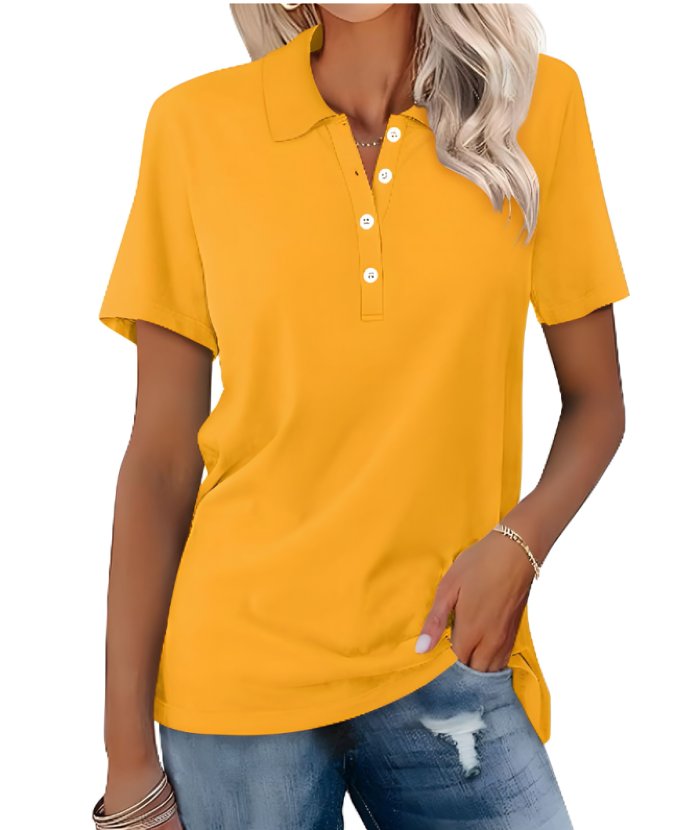Women’s Relaxed Fit Polo Shirt Breathable Pique Cotton 9