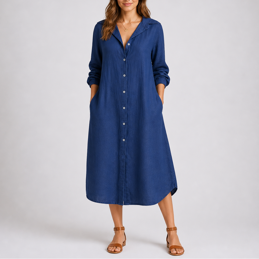 Women’s Relaxed Fit Summer Shirt Dress Button Front Lightweight Style 0
