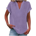 Women’s Relaxed Fit V-Neck Blouse Short Sleeve Design 0