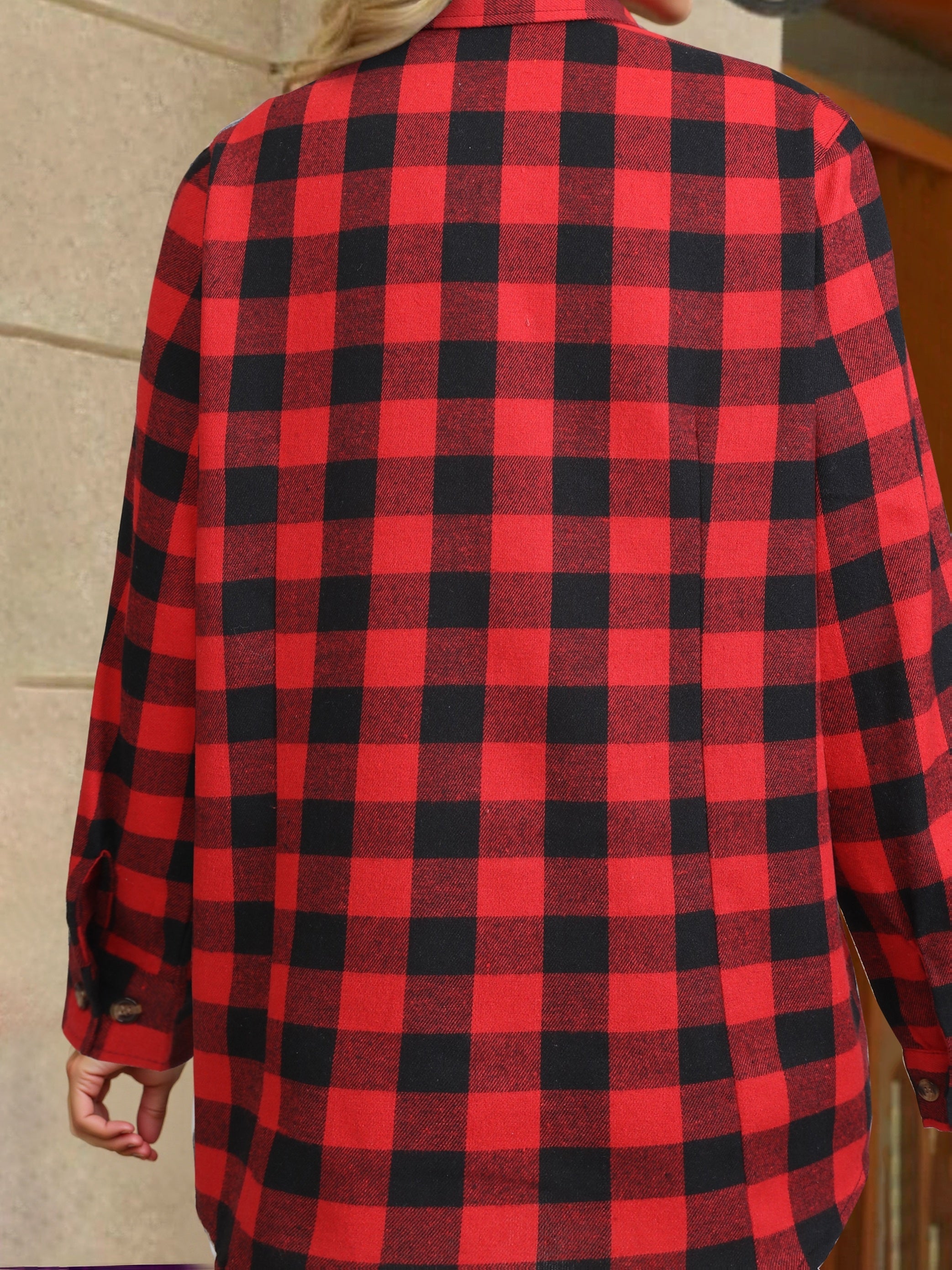 Women’s Relaxed Flannel Shirt Classic Buffalo Check Design 8