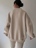 Women’s Relaxed Half-Zip Sweatshirt Soft Cozy Fit 0