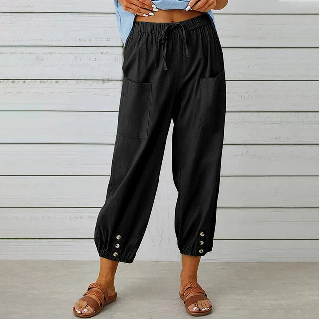 Women’s Relaxed High Waist Pants Comfortable Summer Style 0