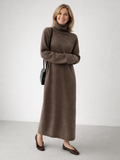 Women’s Relaxed Knit Maxi Dress Soft Turtleneck Style 0