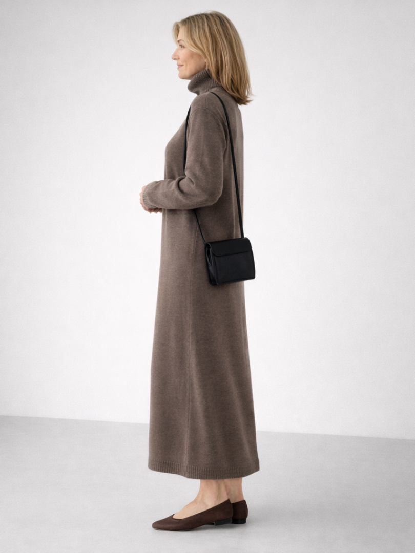 Women’s Relaxed Knit Maxi Dress Soft Turtleneck Style 2