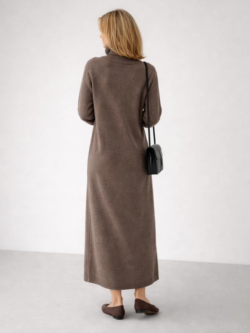 Women’s Relaxed Knit Maxi Dress Soft Turtleneck Style 5