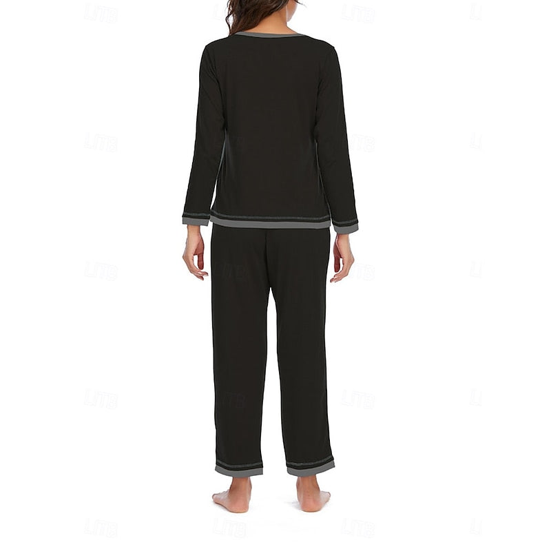 Women’s Relaxed Lounge Two-Piece Set Soft V-Neck and Elastic Waist 7