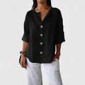 Women’s Relaxed V-Neck Blouse Polished Casual Style 0