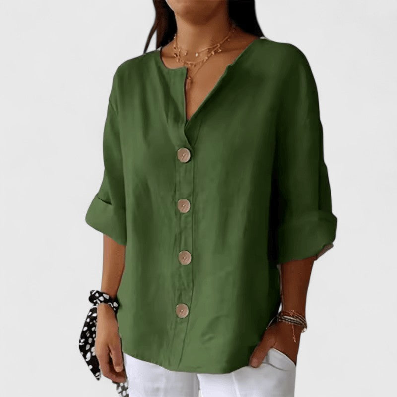 Women’s Relaxed V-Neck Blouse Polished Casual Style 2