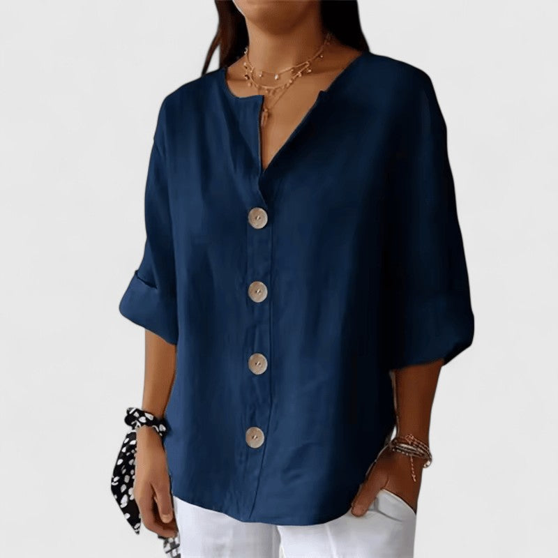 Women’s Relaxed V-Neck Blouse Polished Casual Style 3