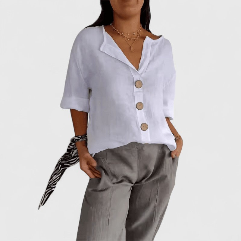Women’s Relaxed V-Neck Blouse Polished Casual Style 4