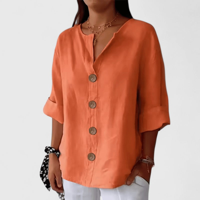 Women’s Relaxed V-Neck Blouse Polished Casual Style 5