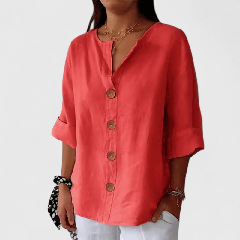 Women’s Relaxed V-Neck Blouse Polished Casual Style 6