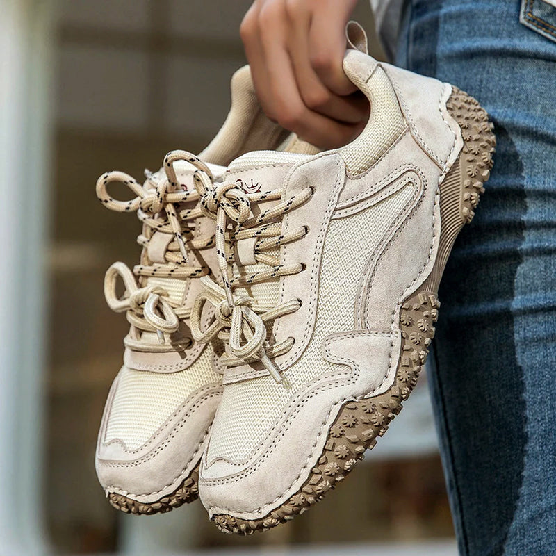 Women’s Retro Leather Sneakers Textured Sole Design 5