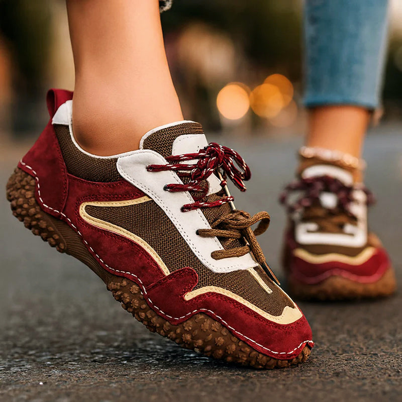 Women’s Retro Leather Sneakers Textured Sole Design 6