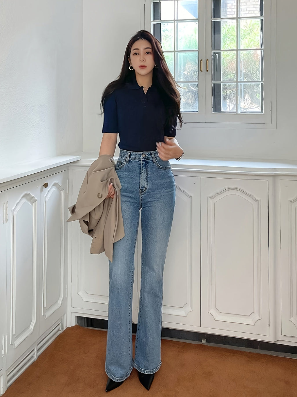 Women’s Ribbed Collared Top Flattering Everyday Style 5