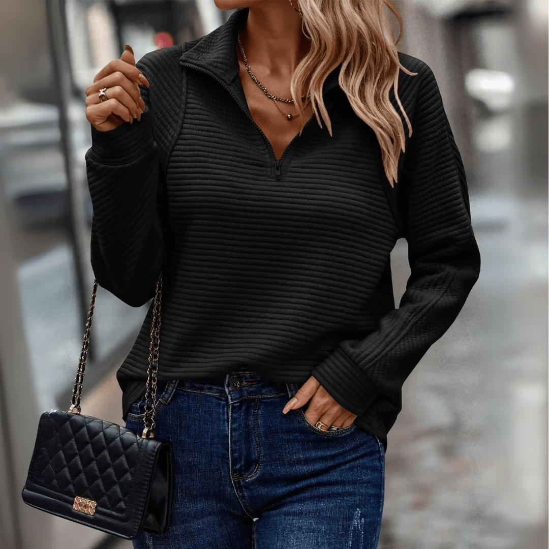 Women’s Ribbed Half-Zip Pullover Relaxed Fit Comfort 3