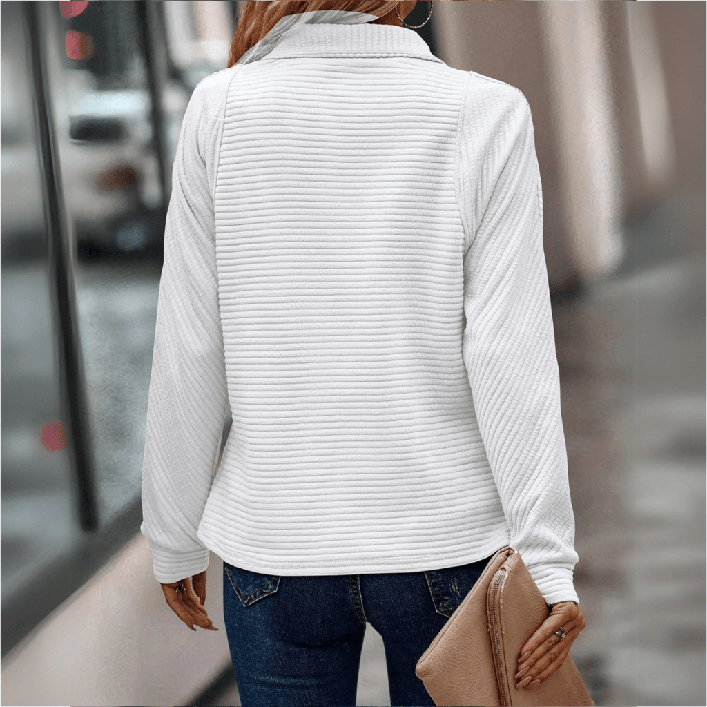 Women’s Ribbed Half-Zip Pullover Relaxed Fit Comfort 6