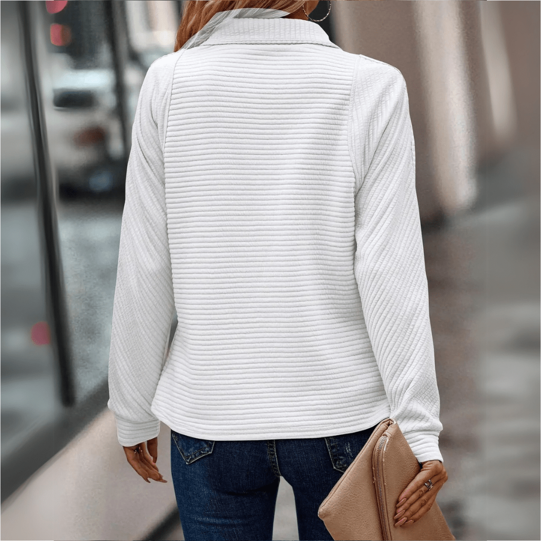 Women’s Ribbed Half-Zip Pullover Relaxed Fit Comfort 6