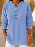 Women’s Ribbed Knit Sweater with Button Details Long Sleeve 0