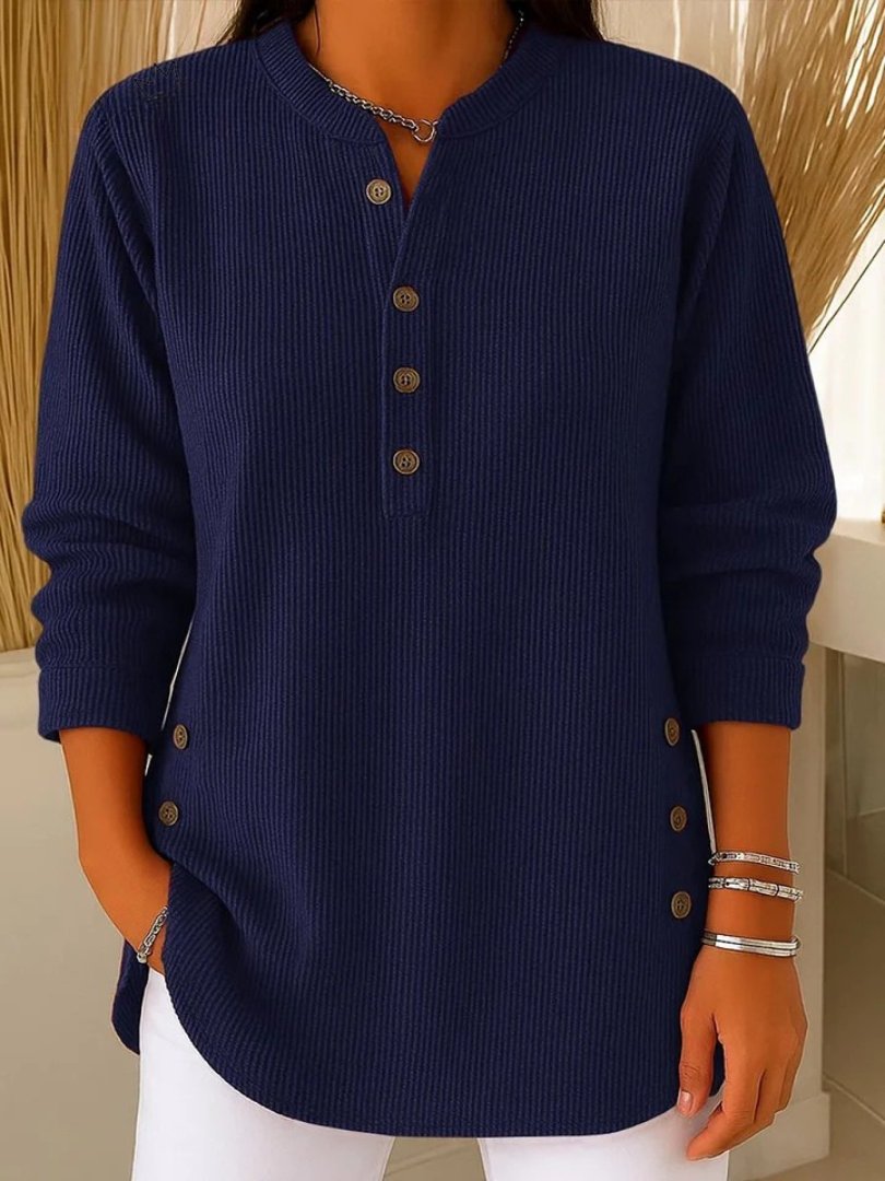 Women’s Ribbed Knit Sweater with Button Details Long Sleeve 2