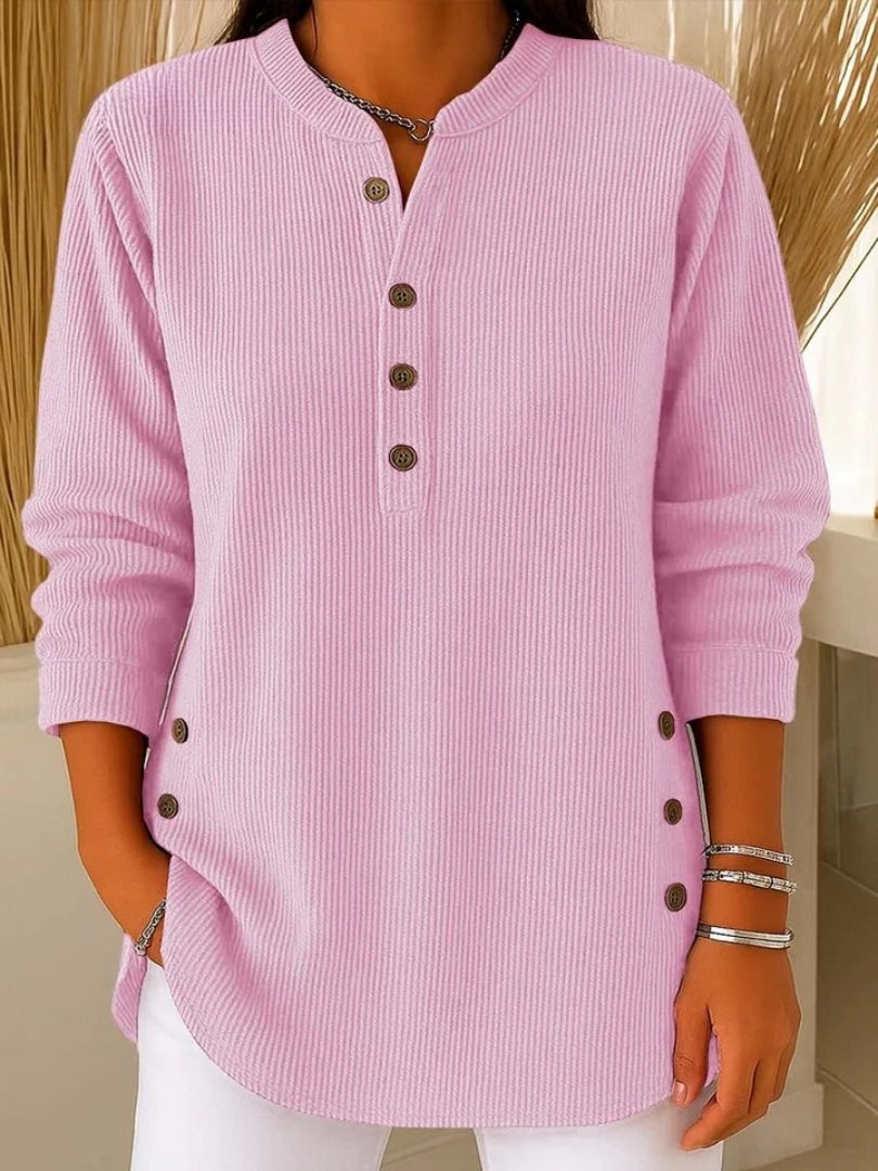 Women’s Ribbed Knit Sweater with Button Details Long Sleeve 3