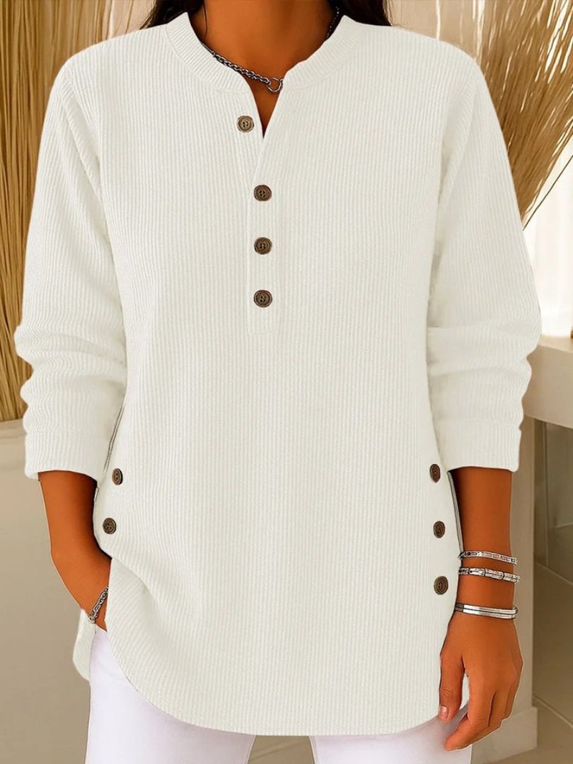 Women’s Ribbed Knit Sweater with Button Details Long Sleeve 4