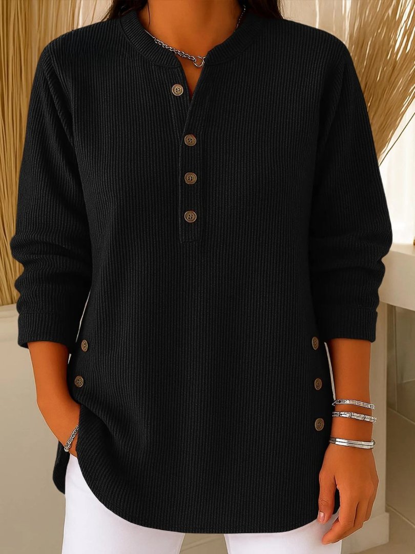 Women’s Ribbed Knit Sweater with Button Details Long Sleeve 5