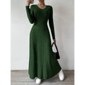 Women’s Ribbed Long-Sleeve Maxi Dress Flattering Silhouette 0