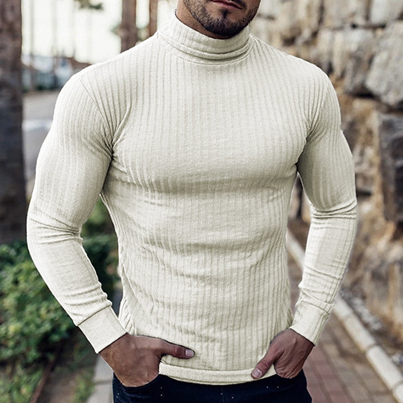Women’s Ribbed Turtleneck Sweater Slim Fit Classic Style 0