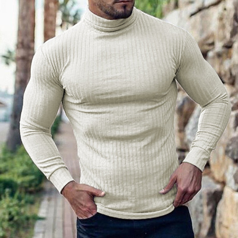 Women’s Ribbed Turtleneck Sweater Slim Fit Classic Style 1