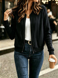 Women’s Ribbed Zip-Front Jacket Classic Fit 0