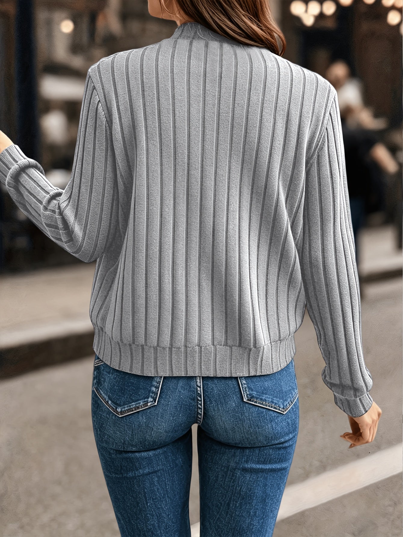 Women’s Ribbed Zip-Front Jacket Classic Fit 7
