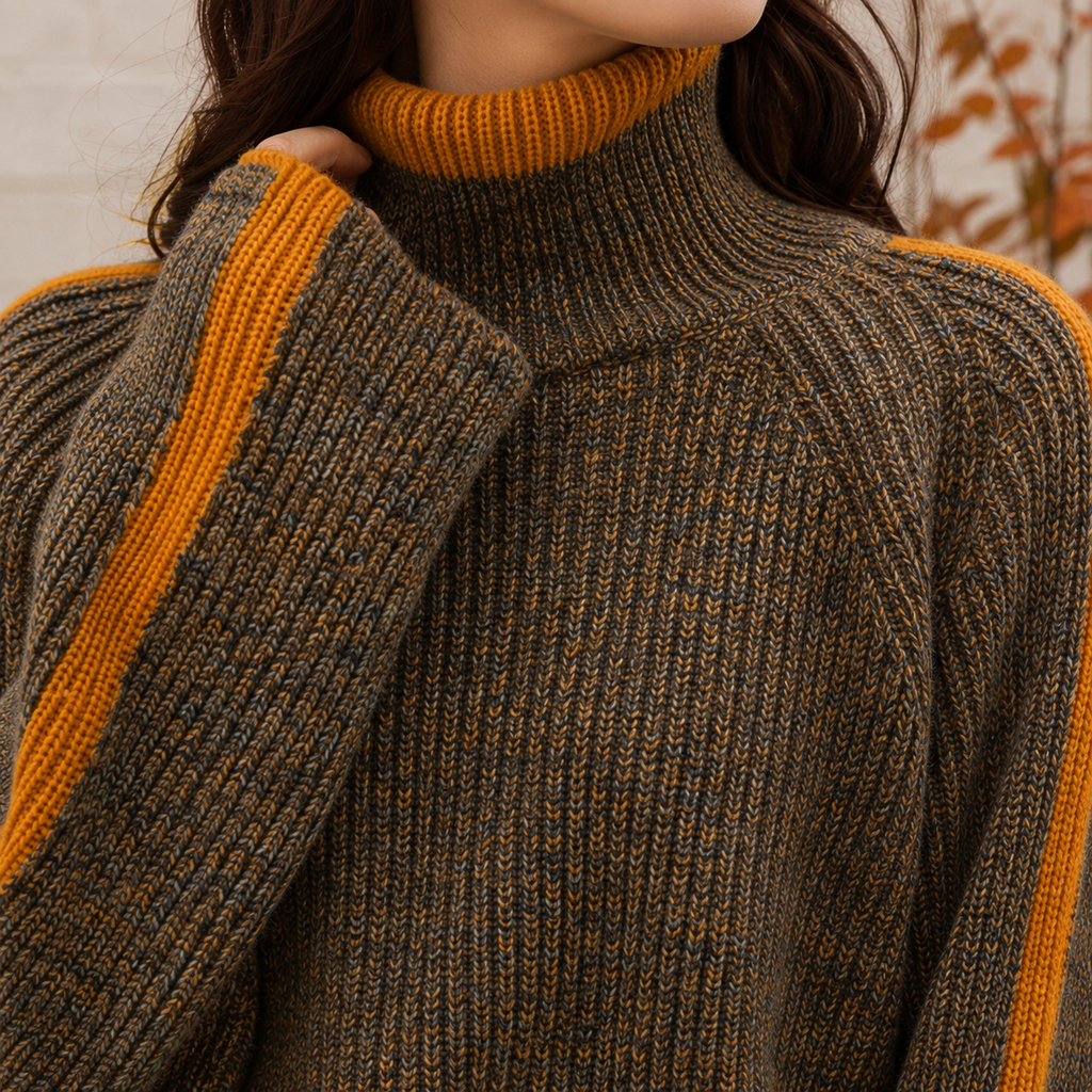 Women’s Roll Neck Sweater Relaxed Fit with Flared Sleeves 1