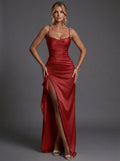 Women’s Ruched Bodycon Maxi Dress Elegant Spaghetti Strap Design 0