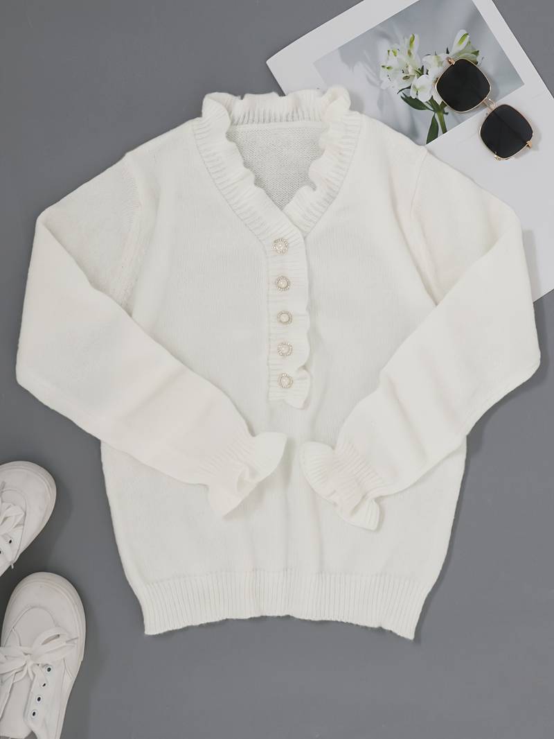 Women’s Ruffle Blouse with Decorative Buttons Elegant Style 2