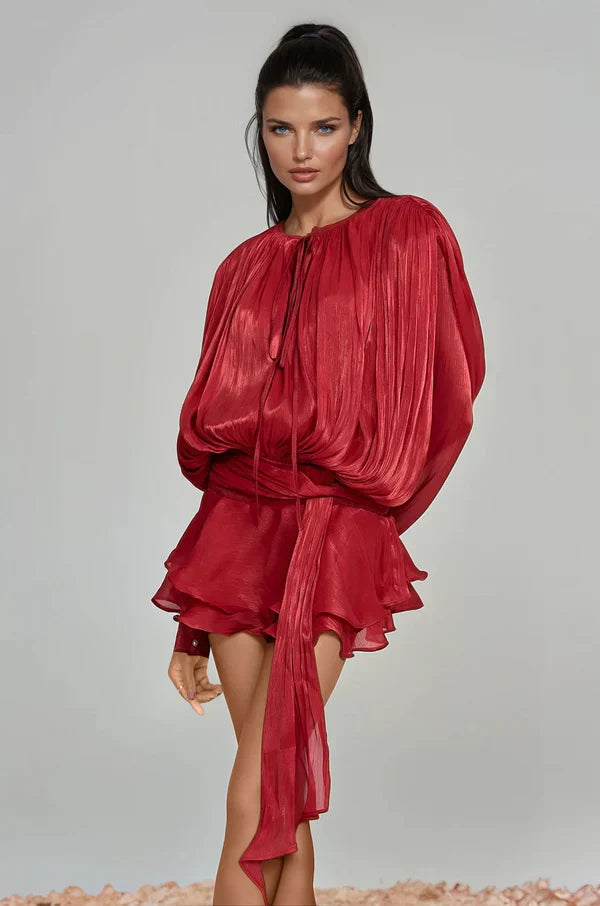 Women’s Ruffle Mini Dress with Balloon Sleeves for Summer Elegance 5