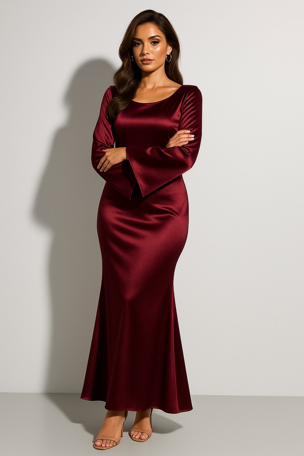 Women’s Satin Maxi Dress Elegant Fishtail Design for Formal Occasions 0