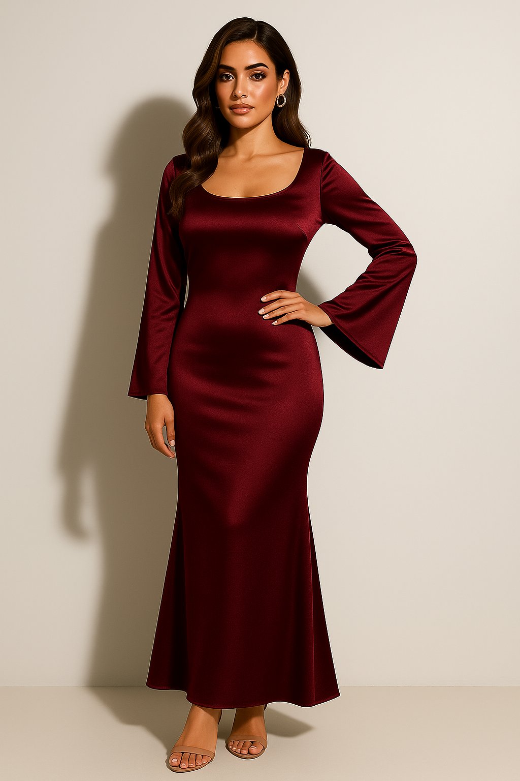 Women’s Satin Maxi Dress Elegant Fishtail Design for Formal Occasions 1