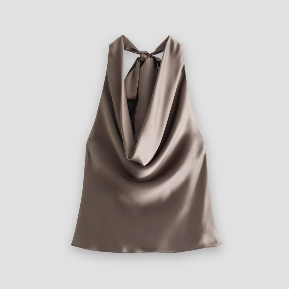 Women’s Satin Tank Top Elegant Halter Neck Design 0