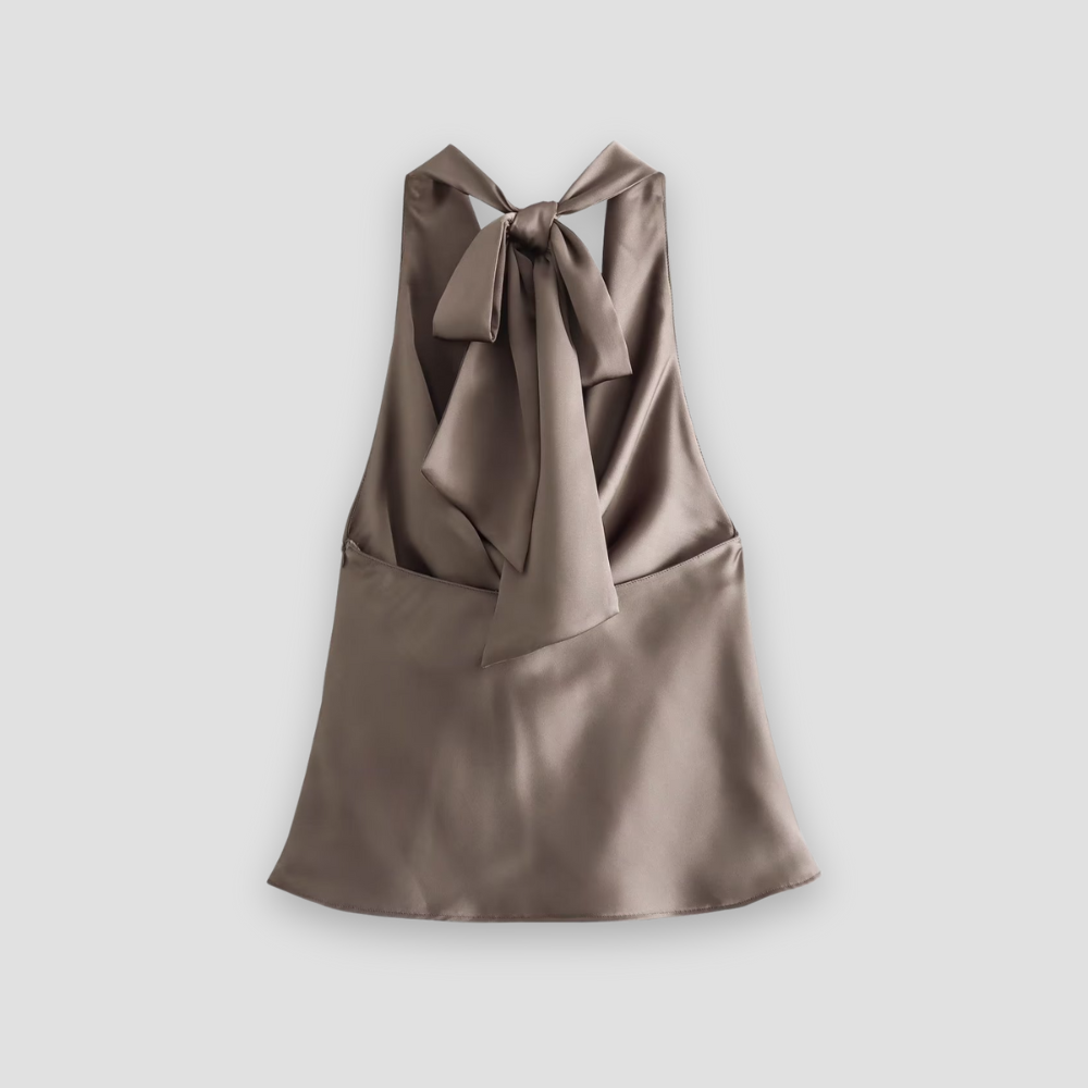 Women’s Satin Tank Top Elegant Halter Neck Design 1